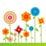 Colourful Flowers on Grass Background